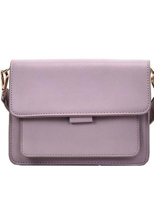 Женская классическая сумка на ремешке кросс-боди через плечо на три отдела лиловая фиолетовая