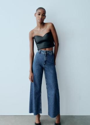 Джинсы trf wide leg mid-rise