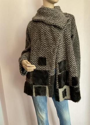 Бутековый итальянский теплый кардиган оверсайз шерсть-мохер