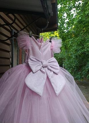 Платье на 6-7 лет розовое фатиновое размер 122-128 пышно в пол нарядное выпускное на фотосессию3 фото