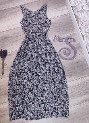 Женское длинное платье без рукавов natali bolgar синее с абстрактным принтом размер 38 (м)7 фото