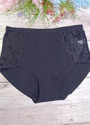 Трусики баталы высокие бесшовные по низу из микрофибры и кружево по бокам 💐