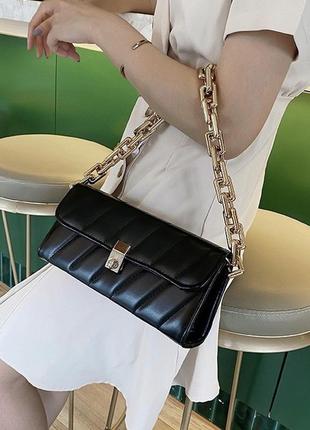 Женская классическая сумочка клатч через плечо черная4 фото