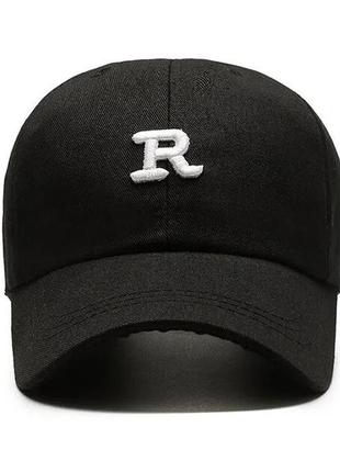 Бейсболка кепка черная унисекс универсальная лого вышитая r2 фото