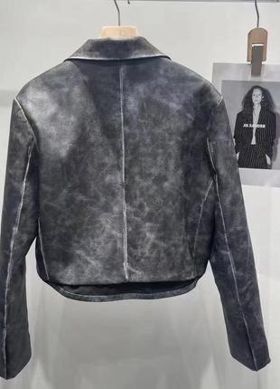 Винтажный кожаный пиджак в стиле jil sander9 фото