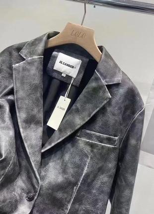 Вінтажний шкіряний піджак в стиле jil sander на підкладці5 фото