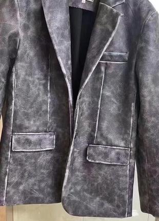 Винтажный пиджак в стиле jil sander кожаный4 фото