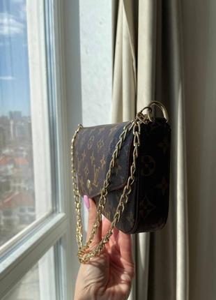 Сумка клатч на цепочке lv felicie monogram с картхолдером