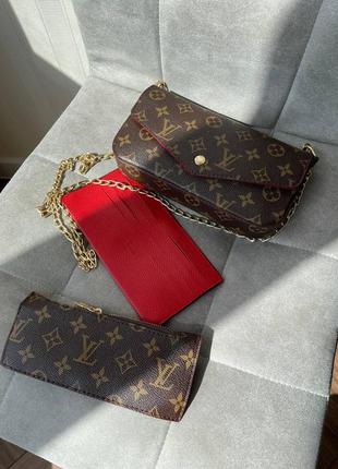 Сумка клатч на цепочке lv felicie monogram с картхолдером