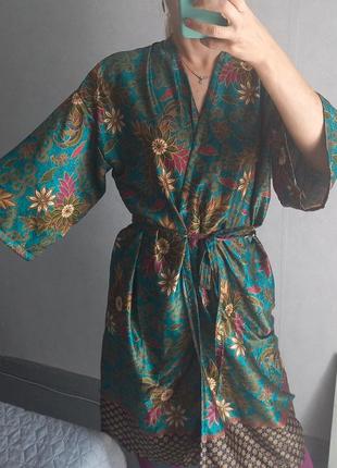 Шелковое винтажное кимоно халат1 фото