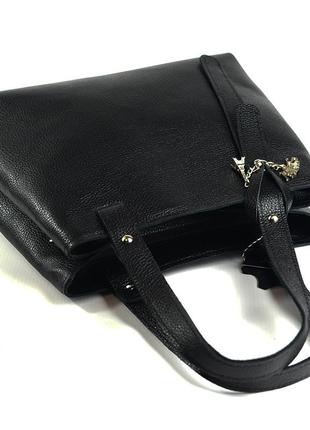 Шкіряна жіноча класична сумка з довгими ручками, молодіжна сумочка з натуральної шкіри3 фото