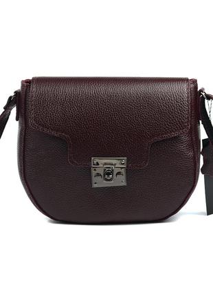 Бордовая женская кожаная маленькая сумка через плечо, молодежная овальная сумочка из натуральной кож1 фото