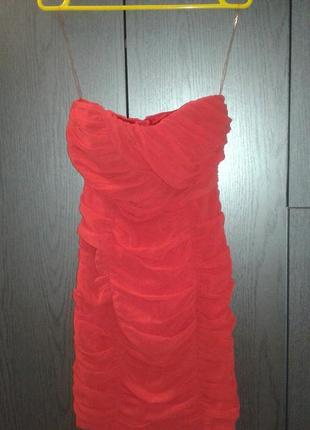 Стильне ошатне плаття червоного кольору pink boom, розмір s.