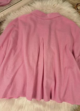 Рендовая стильная розовая рубашка свободного кроя primark🩷7 фото