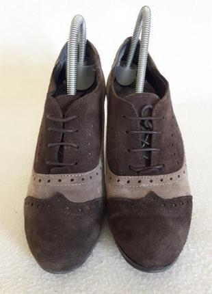 Натуральные замшевые туфли-оксфорды фирмы calcats padevi (испания) р. 38 стелька 24,5 см