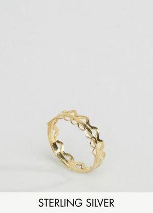 Позолоченное кольцо корона asos, колечко серебро 925, серебряное3 фото