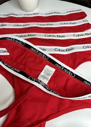 Трусики стринги женские красные calvin klein carousel нижнее белье хлопок, комплект 5 штук, размер l2 фото