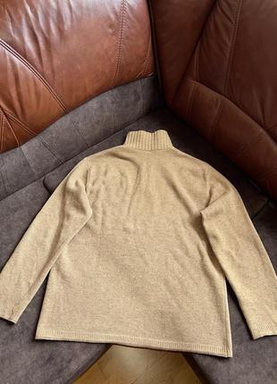 Вовняний светр з горлом hugo boss italy lampo оригінальний бежевий6 фото