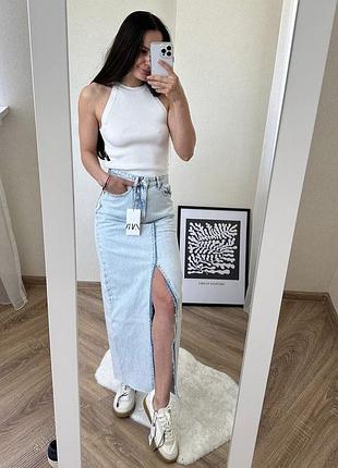 Шикарна спідниця zara з розрізом, ідеально сідає по фігурі😍