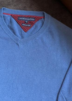 Хлопковый свитер джемпер tommy hilfiger оригинальный синий