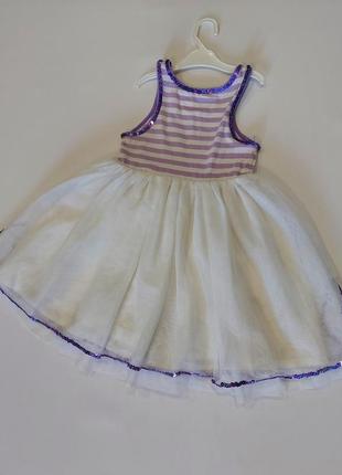Платье с гномом смурфеткой с фатиновой юбкой цвета лаванда на 4-5 лет6 фото