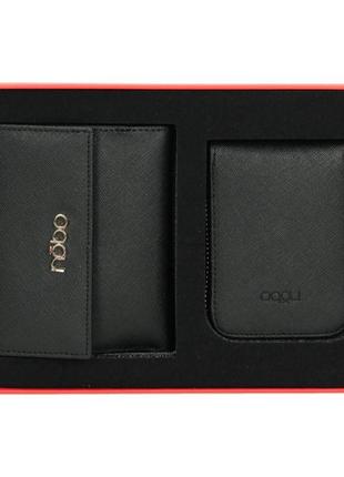 Женский подарочный набор nobo nset-w02-c020 черный (кошелек и картхолдер)2 фото