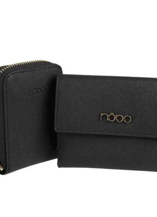 Женский подарочный набор nobo nset-w02-c020 черный (кошелек и картхолдер)4 фото