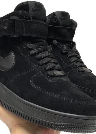 Зимние мужские кроссовки nike air force 1 high black (мех) 40-41-42-43-44-454 фото