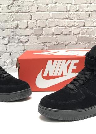 Зимние мужские кроссовки nike air force 1 high black (мех) 40-41-42-43-44-456 фото