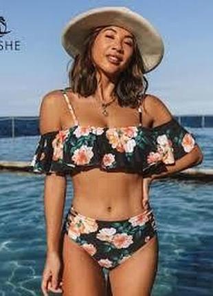 Раздельный купальник бикини cupshe в цветочный принт,  размер м