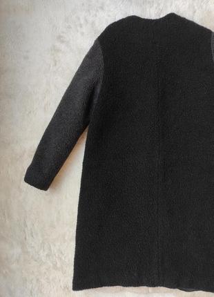 Черное бежевое пальто шерсть шерстяное длинное барашек натуральное пальто тедди шуба bimba y lola10 фото
