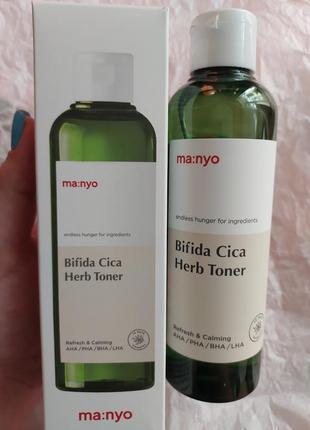 Успокаивающий тонер для лица bifida cica herb toner manyo1 фото