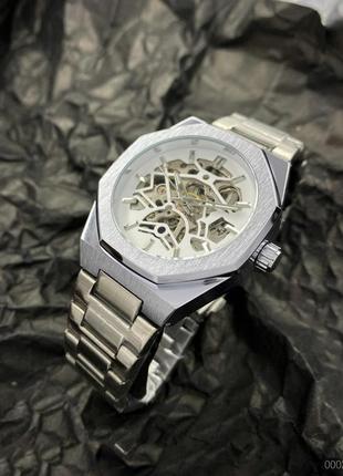 Часы наручные gusto skeleton silver-white2 фото