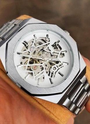 Часы наручные gusto skeleton silver-white4 фото