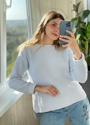 Свет голубой коттоновый свитер 1+1=3