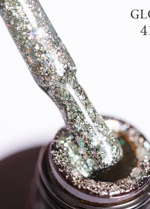 Гель-лак gloss 410 (серебристый с голографическими блестками), 11 мл