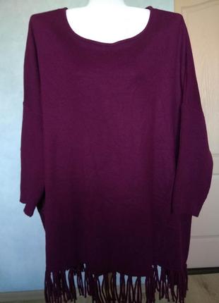 Шикарный фиолетовый bonmarche джемпер черничный пуловер пончо /l-3xl/оверсайз3 фото