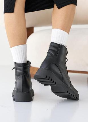 Стильні чорні жіночі черевики зимові,з блискавкою,шкіряні/шкіра-жіноче взуття на зиму 2023-20243 фото