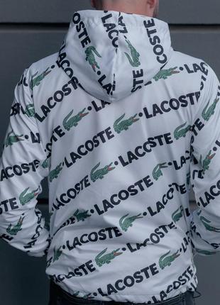 Мужская осеняя ветровка куртка lacoste с капюшоном біла чоловіча вітровка lacoste3 фото