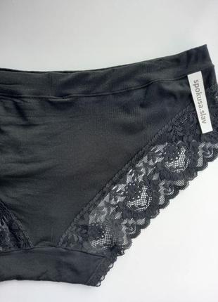 Модные вискозные женские трусики с кружевом дс 26257 цвет черный3 фото