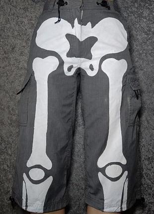 Карго шорты бриджи с рисунком скелета y2k grunge гранж