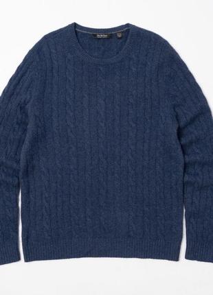 Saks fifth avenue  cashmere navy neck sweater чоловічий светр