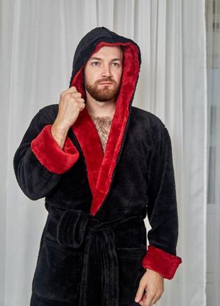 Махровий халат чоловічий, тканина велсофт, м'який, теплий 2xl / 3xl4 фото