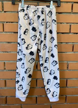 Флисовые пижамные брюки george пингвины 9-10 р ( 134-140 см).3 фото