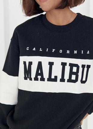 Теплий молодіжний світшот з написом malibu7 фото