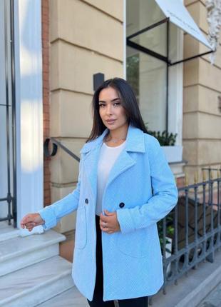 Двубортное полупальто пальто с принтом ёлочка гусиная лапка однотонное кашемировое с...