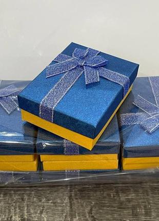 Коробочка большая желто-голубая для подарочной упаковки ювелирных изделий, бижутерии, размеры 70*90*254 фото