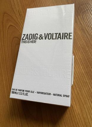 Женские духи zadig & voltaire this is her 100 ml.1 фото