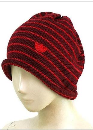 Стильна тепла жіноча шапка adidas originals slouch beanie черв.