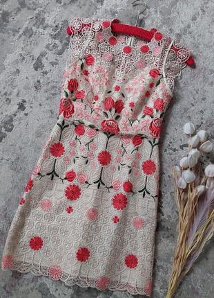 Шикарное платье с кружева с вышивкой karen millen(размер 34-36)8 фото